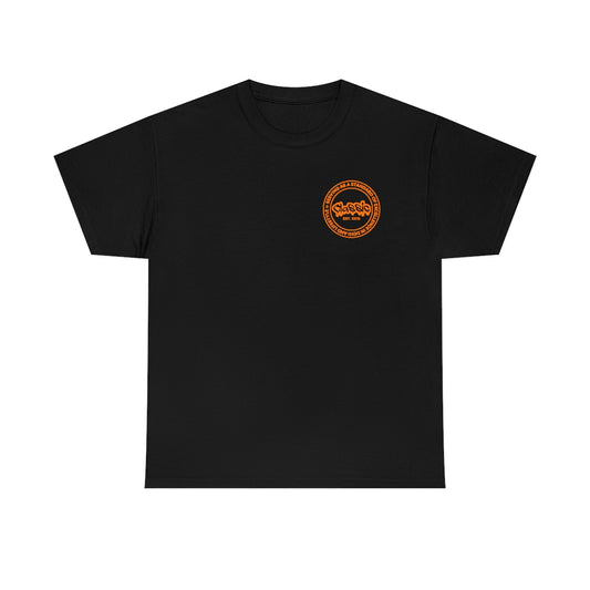 Orange Logo Black Tee