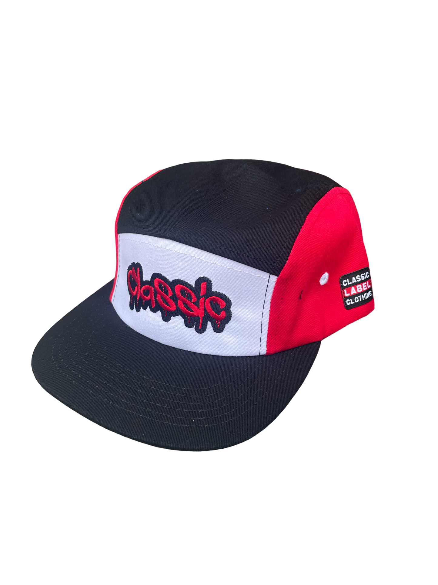 5 Panel Colorblock Hat (Red, Black & White)