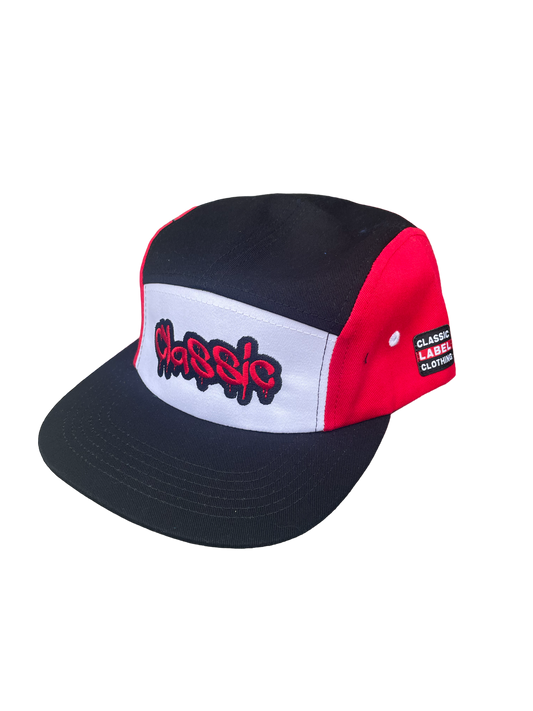 5 Panel Colorblock Hat (Red, Black & White)