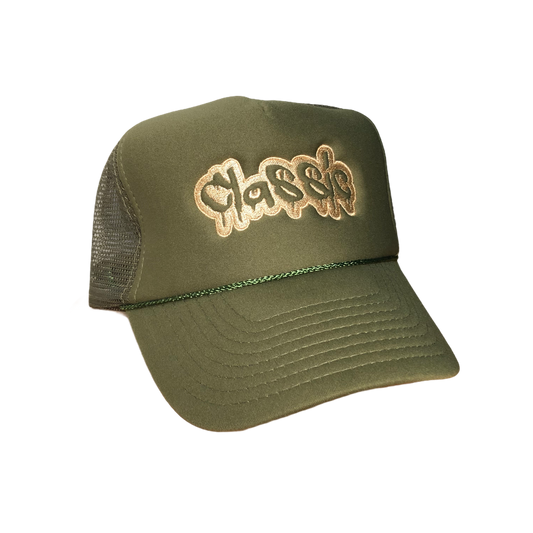 Olive Classic Trucker Hat (Tan Stitching)