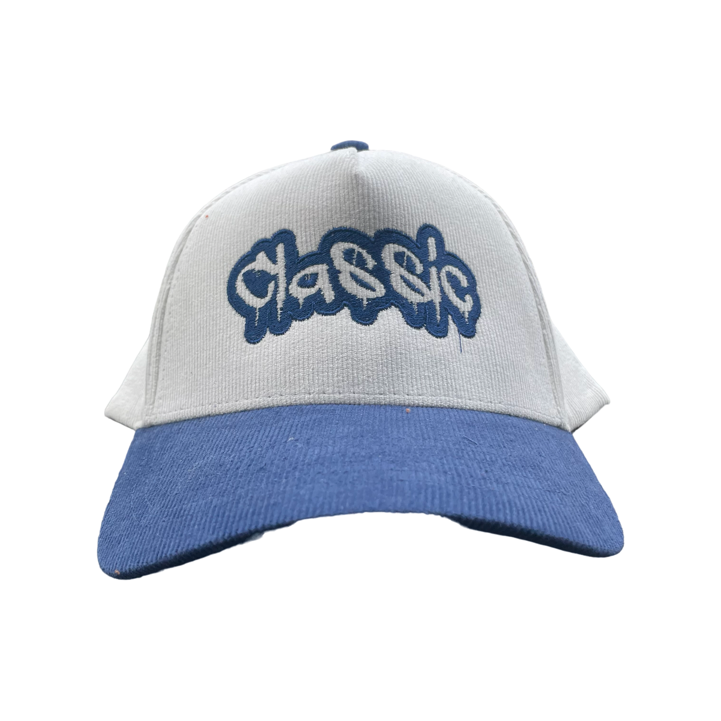 White & Navy Corduroy Golfer Hat (SnapBack)