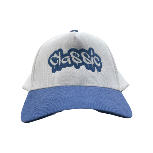 White & Navy Corduroy Golfer Hat (SnapBack)