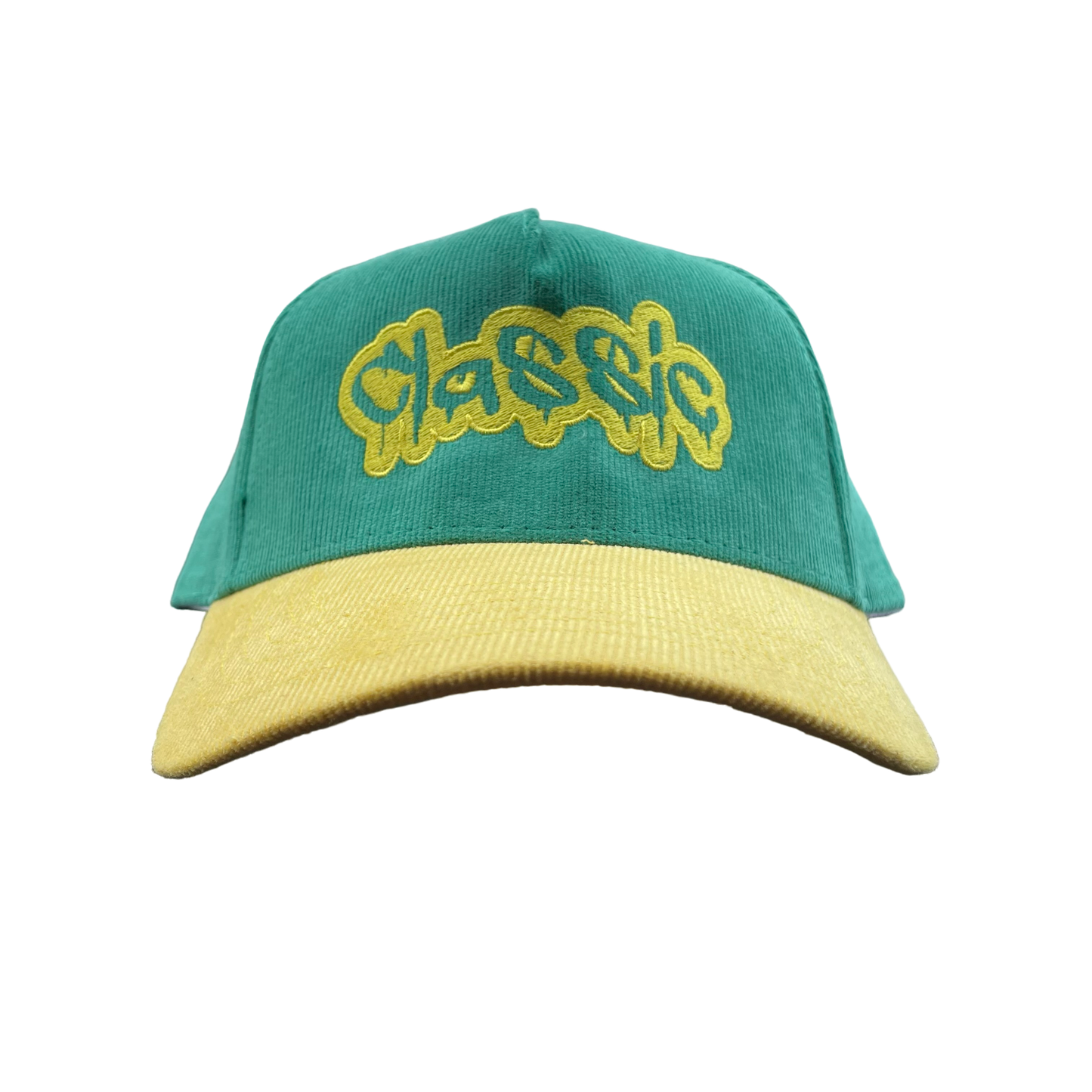 Green & Yellow Corduroy Golfer Hat (SnapBack)