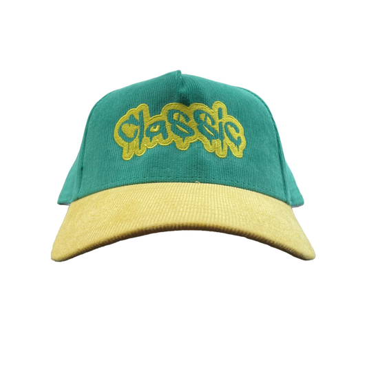 Green & Yellow Corduroy Golfer Hat (SnapBack)