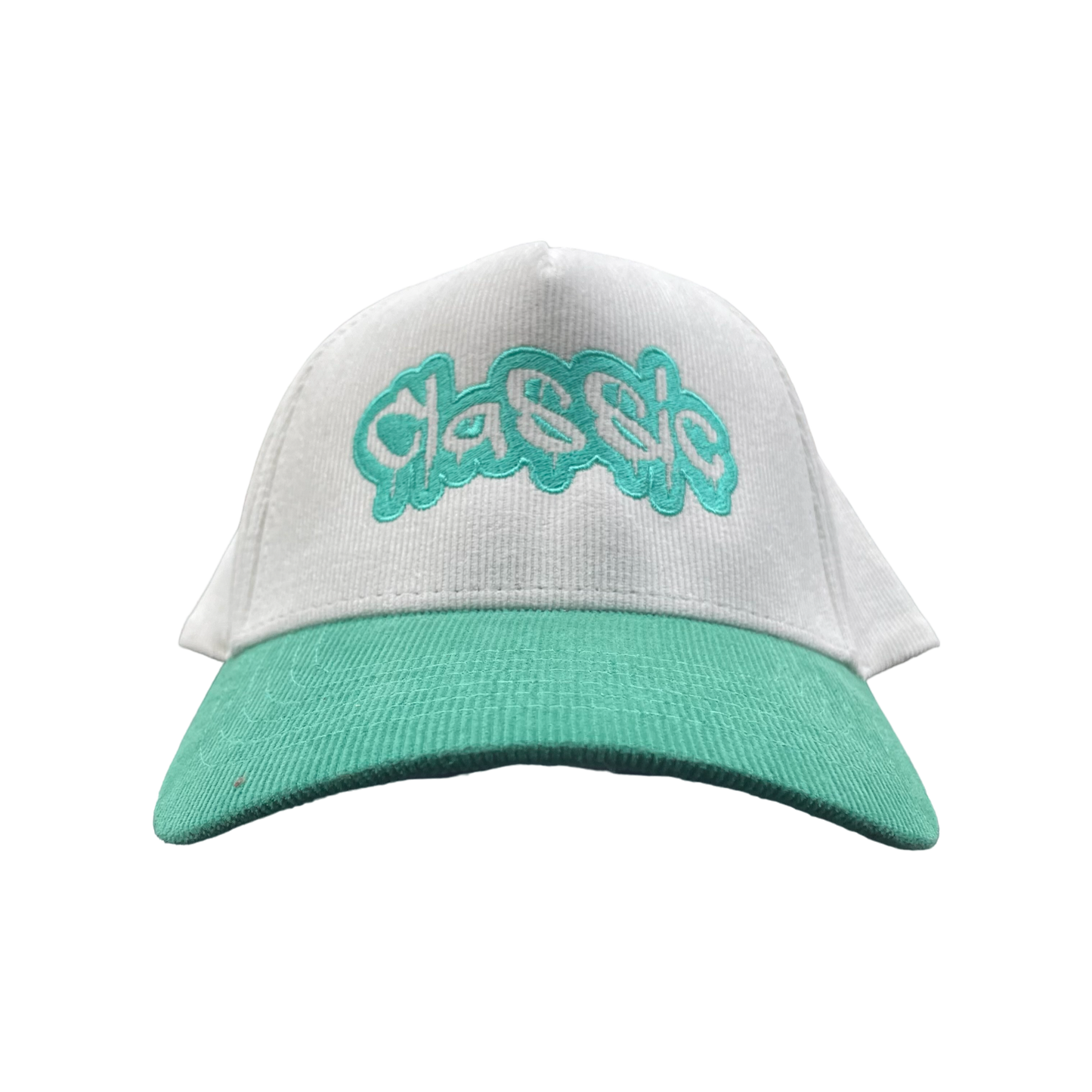 White & Green Corduroy Golfer Hat (SnapBack)