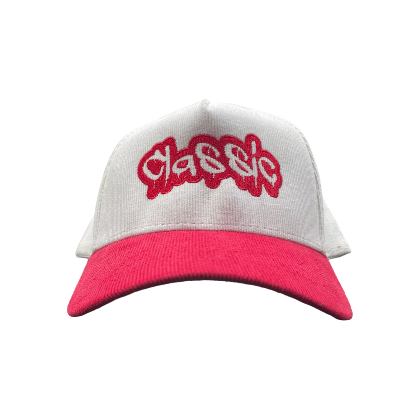 White & Red Corduroy Golfer Hat (SnapBack)